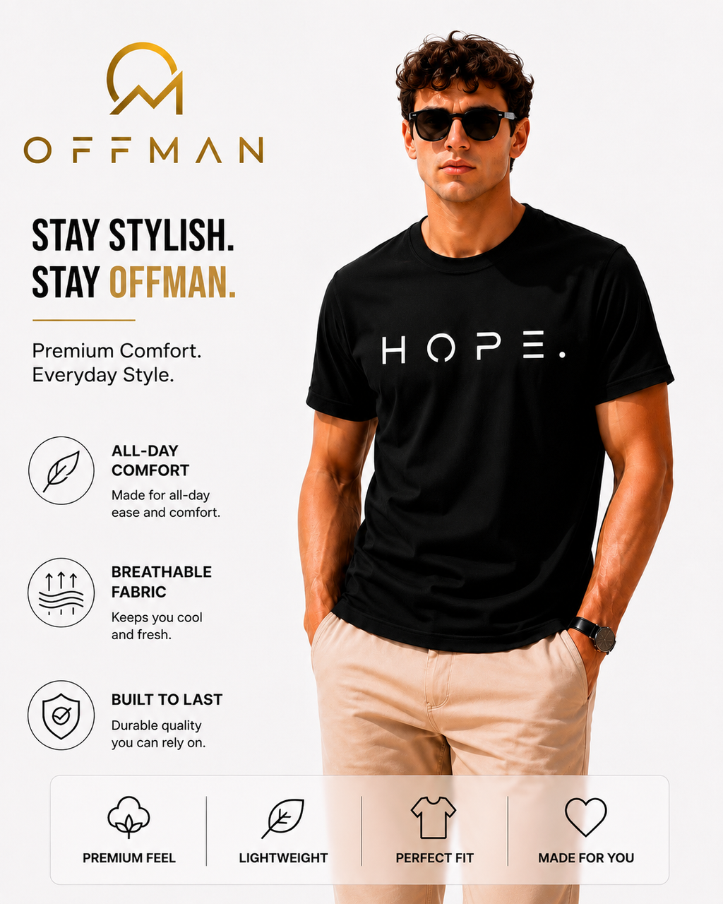 OFFMAN Signature Black Hope Cotton T shirt