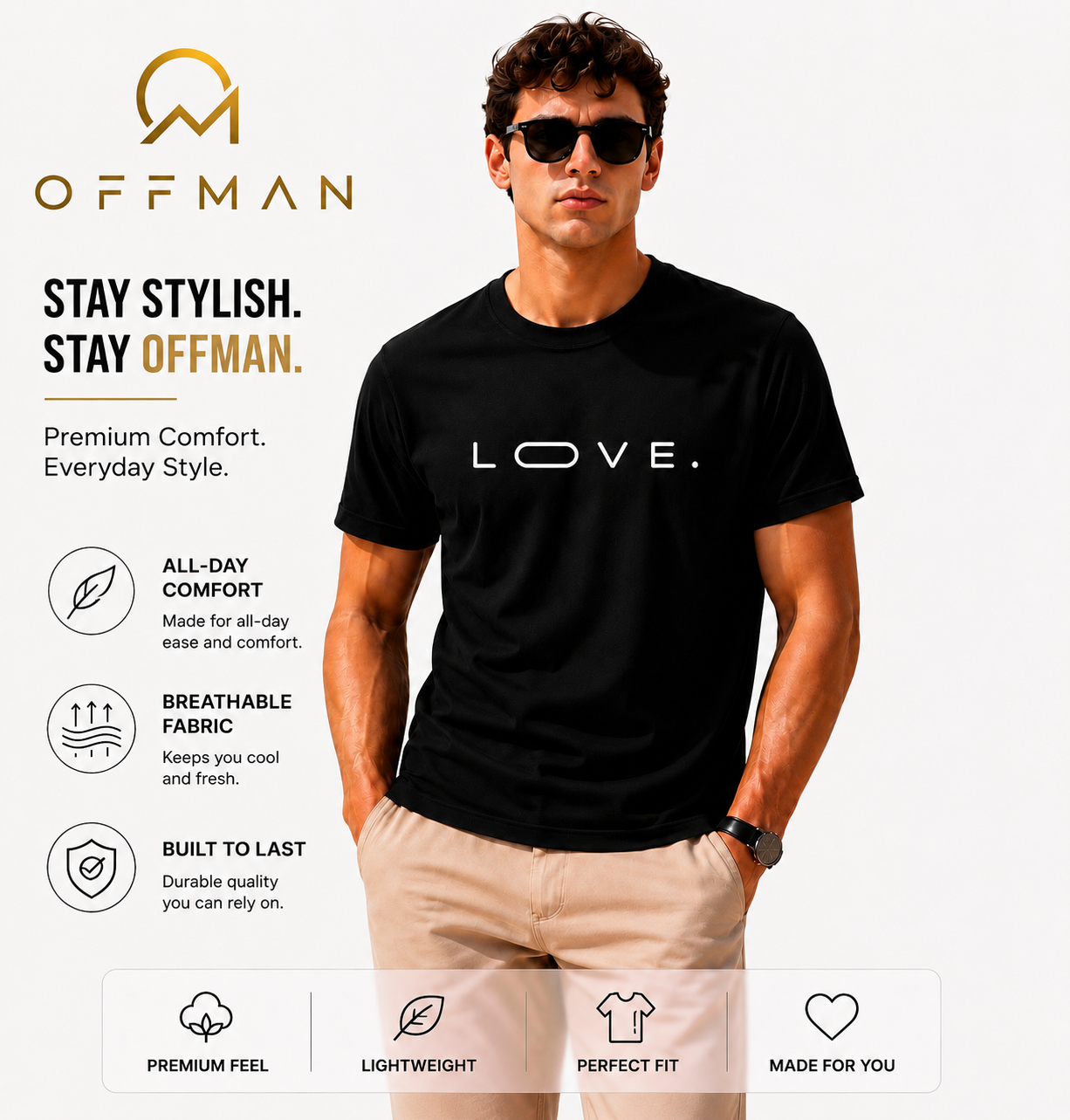 OFFMAN Signature Black Love Cotton T shirt